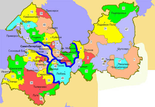 Карта административных районов санкт петербурга и ленинградской области